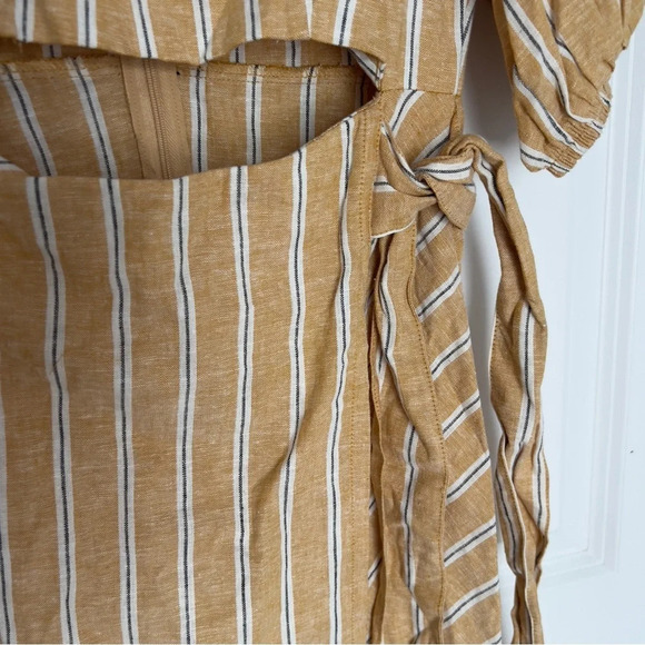 Zara Yellow Linen Blend Striped  Mini Dress size XS - Picture 8 of 10